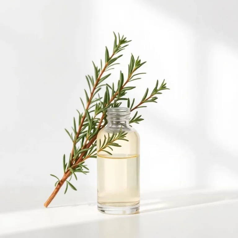 Botella de aceite de romero natural usado para fortalecer el cabello